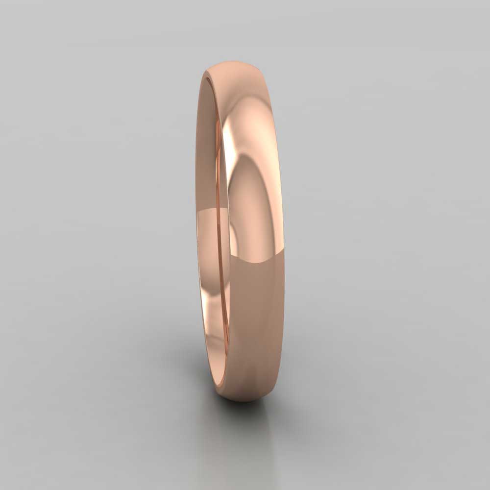 9ct Rose Gold 3mm Court Shape (Comfort Fit) Classic Weight Wedding Ring Right View