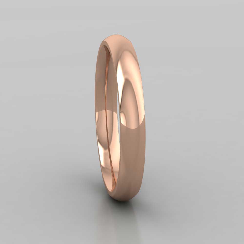 9ct Rose Gold 3mm Court Shape (Comfort Fit) Extra Heavy Weight Wedding Ring Right View