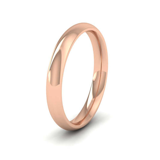 9ct Rose Gold 3mm Court Shape (Comfort Fit) Extra Heavy Weight Wedding Ring