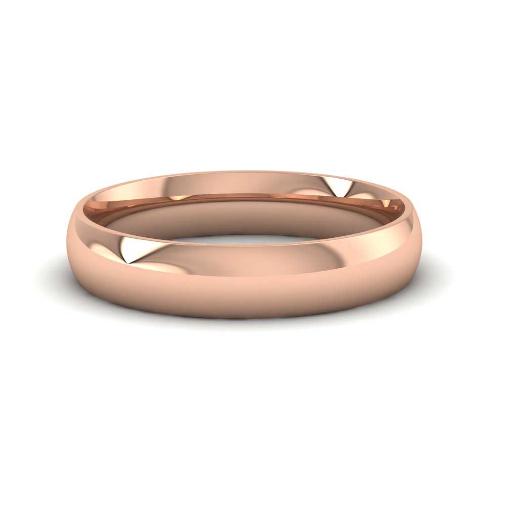9ct Rose Gold 4mm Court Shape (Comfort Fit) Classic Weight Wedding Ring Down View
