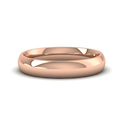 9ct Rose Gold 4mm Court Shape (Comfort Fit) Extra Heavy Weight Wedding Ring Down View