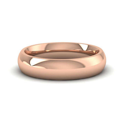 18ct Rose Gold 5mm Court Shape (Comfort Fit) Super Heavy Weight Wedding Ring Down View