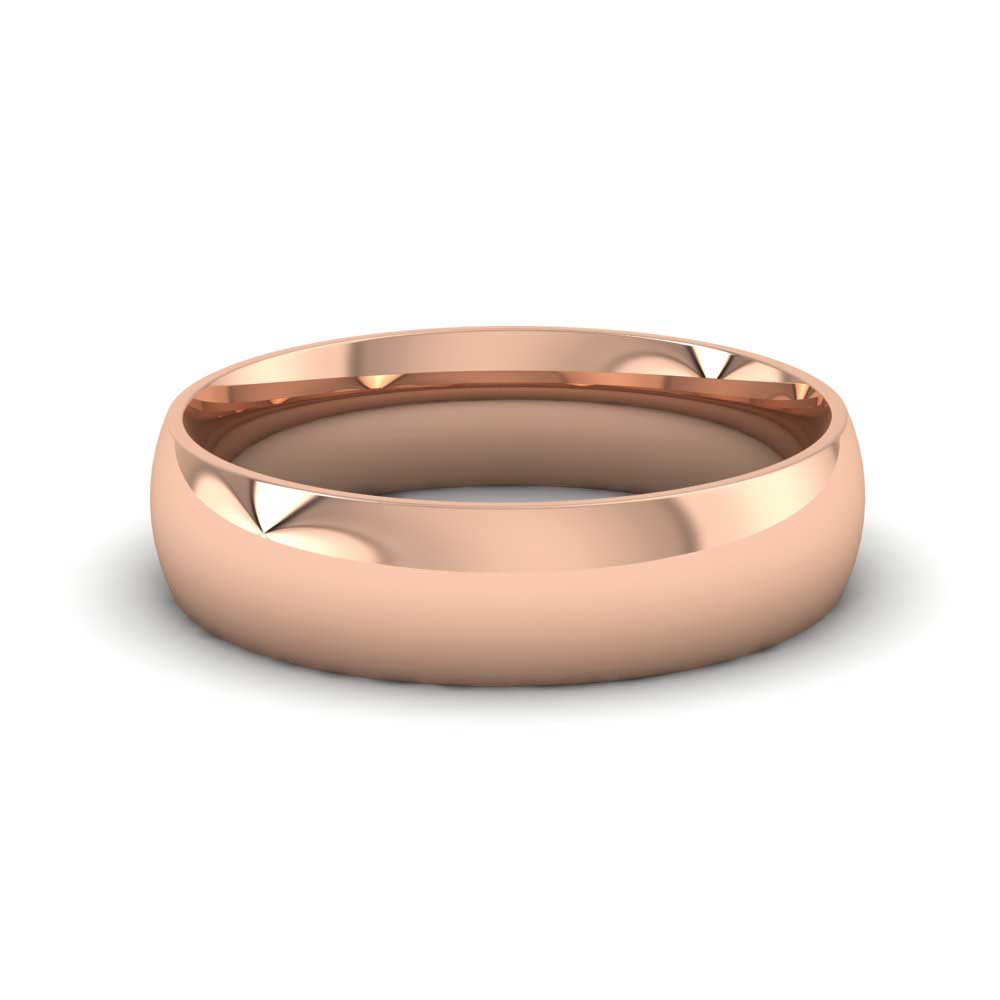 18ct Rose Gold 5mm Court Shape (Comfort Fit) Classic Weight Wedding Ring Down View