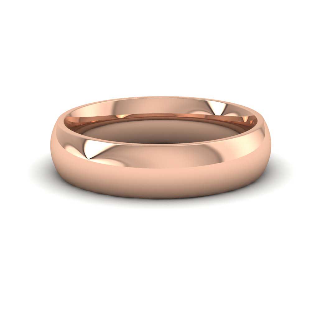 9ct Rose Gold 5mm Court Shape (Comfort Fit) Extra Heavy Weight Wedding Ring Down View