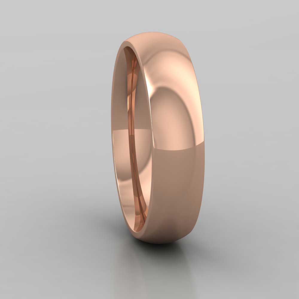 18ct Rose Gold 5mm Court Shape (Comfort Fit) Extra Heavy Weight Wedding Ring Right View