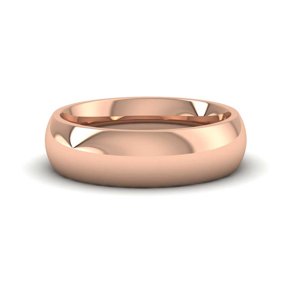 9ct Rose Gold 6mm Court Shape (Comfort Fit) Super Heavy Weight Wedding Ring Down View