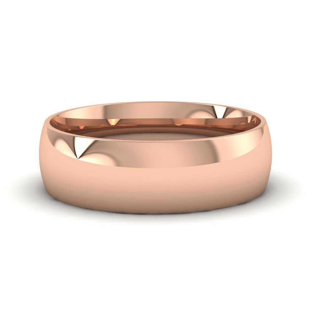 9ct Rose Gold 6mm Court Shape (Comfort Fit) Classic Weight Wedding Ring Down View