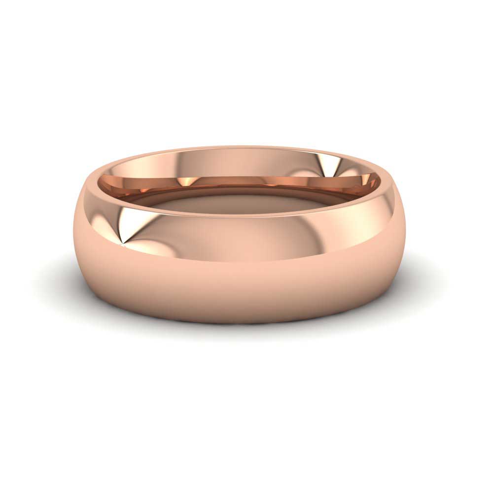 9ct Rose Gold 7mm Court Shape (Comfort Fit) Super Heavy Weight Wedding Ring Down View