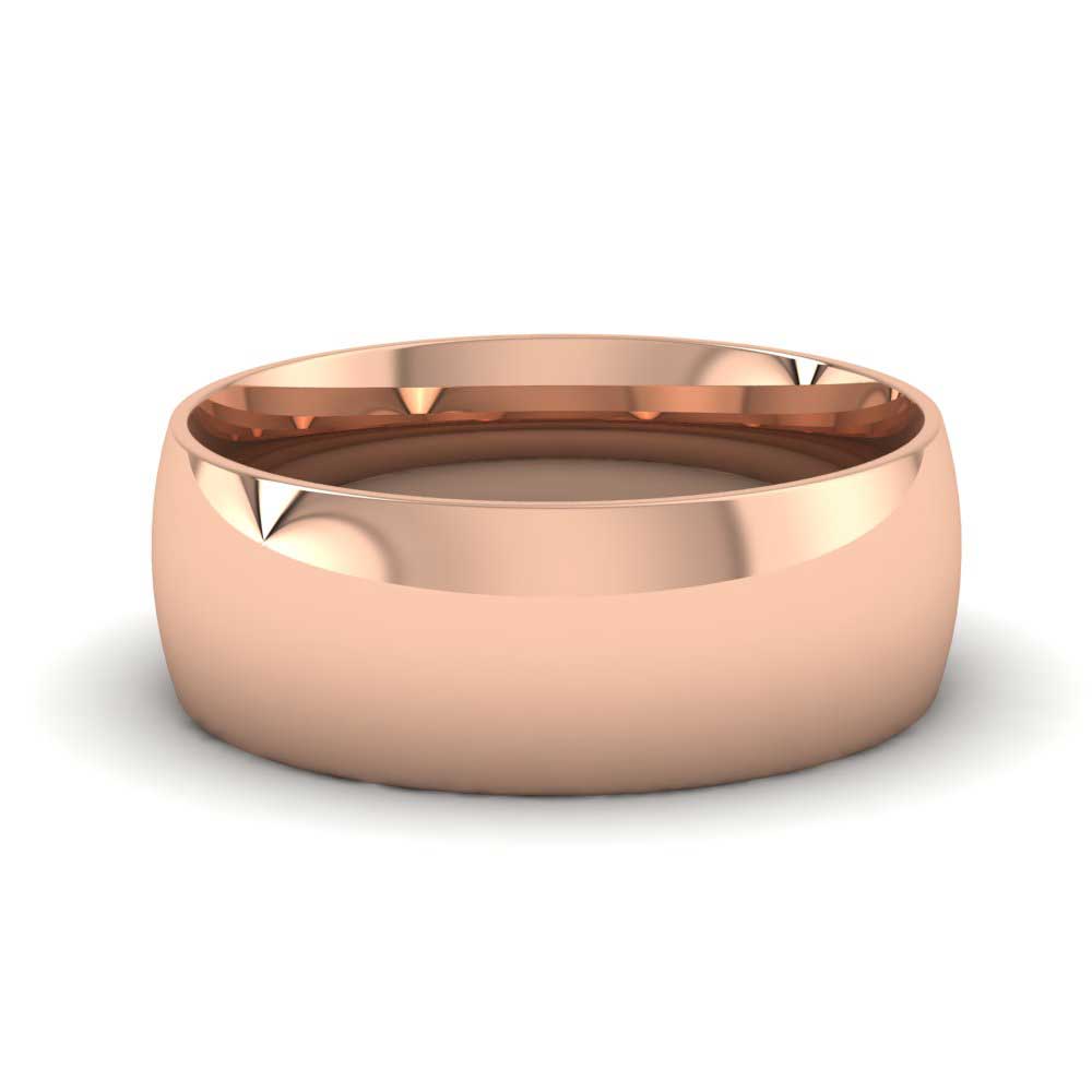 18ct Rose Gold 7mm Court Shape (Comfort Fit) Classic Weight Wedding Ring Down View