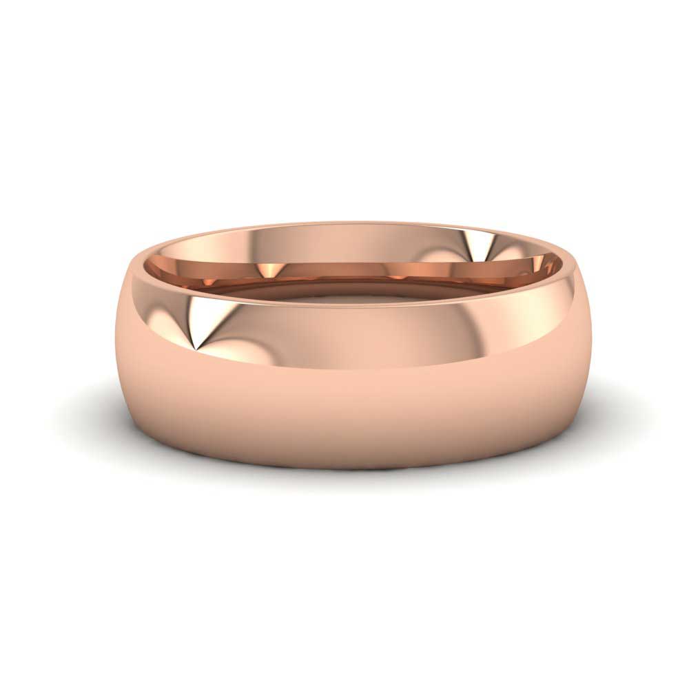 9ct Rose Gold 7mm Court Shape (Comfort Fit) Extra Heavy Weight Wedding Ring Down View