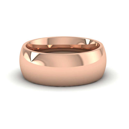 18ct Rose Gold 8mm Court Shape (Comfort Fit) Super Heavy Weight Wedding Ring Down View