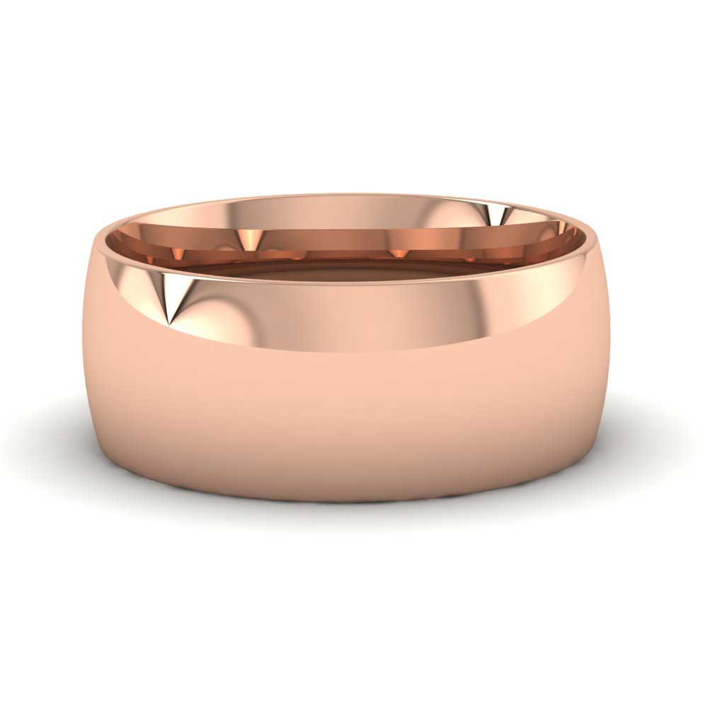 18ct Rose Gold 8mm Court Shape (Comfort Fit) Classic Weight Wedding Ring Down View