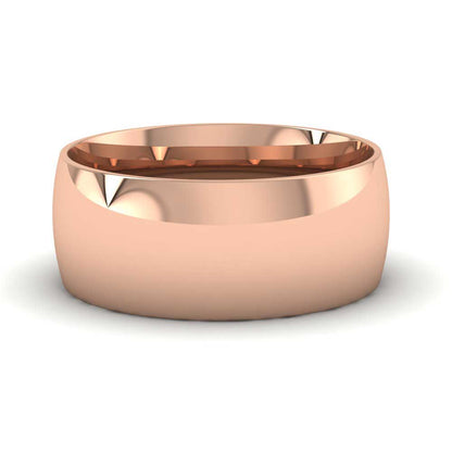 18ct Rose Gold 8mm Court Shape (Comfort Fit) Classic Weight Wedding Ring Down View