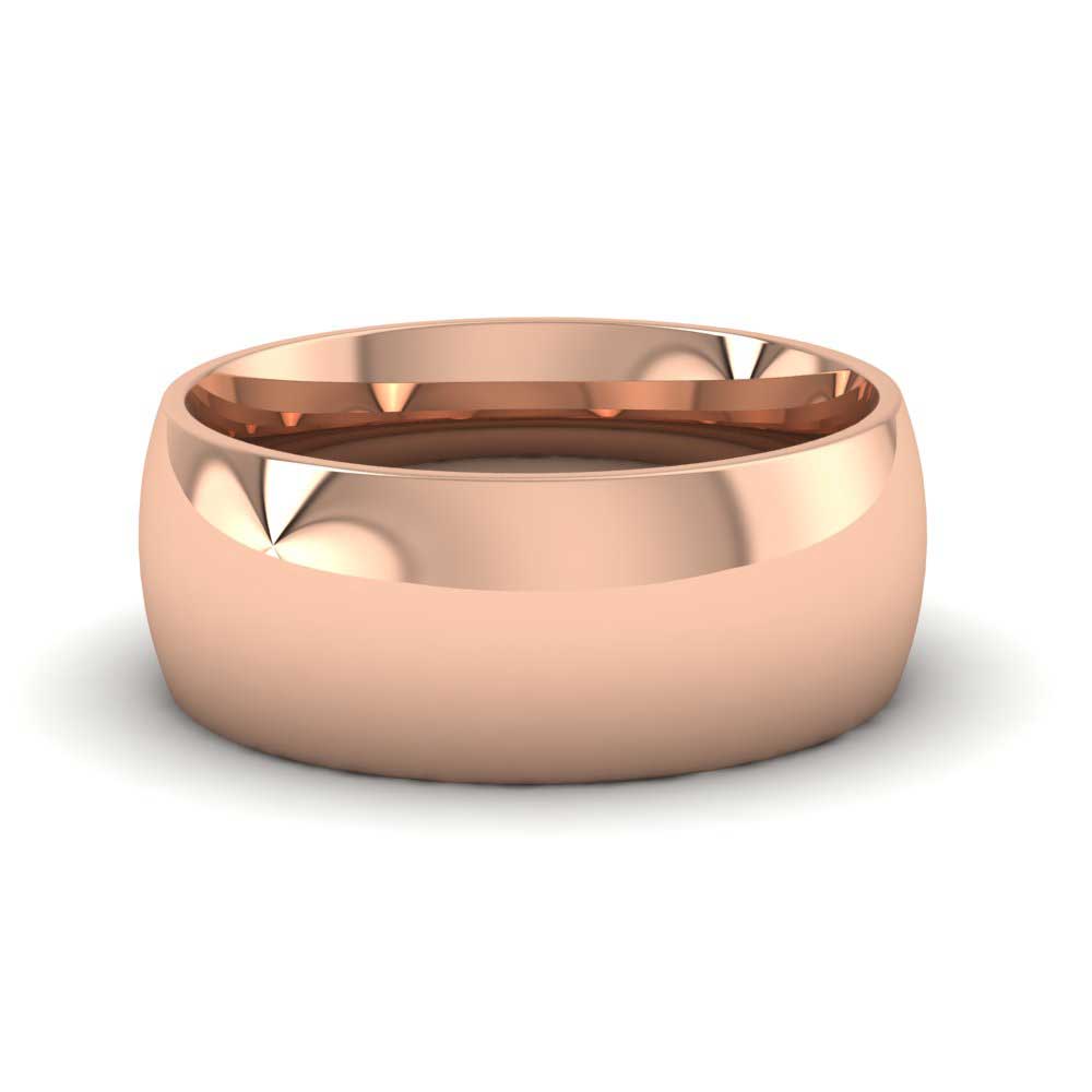 18ct Rose Gold 8mm Court Shape (Comfort Fit) Extra Heavy Weight Wedding Ring Down View