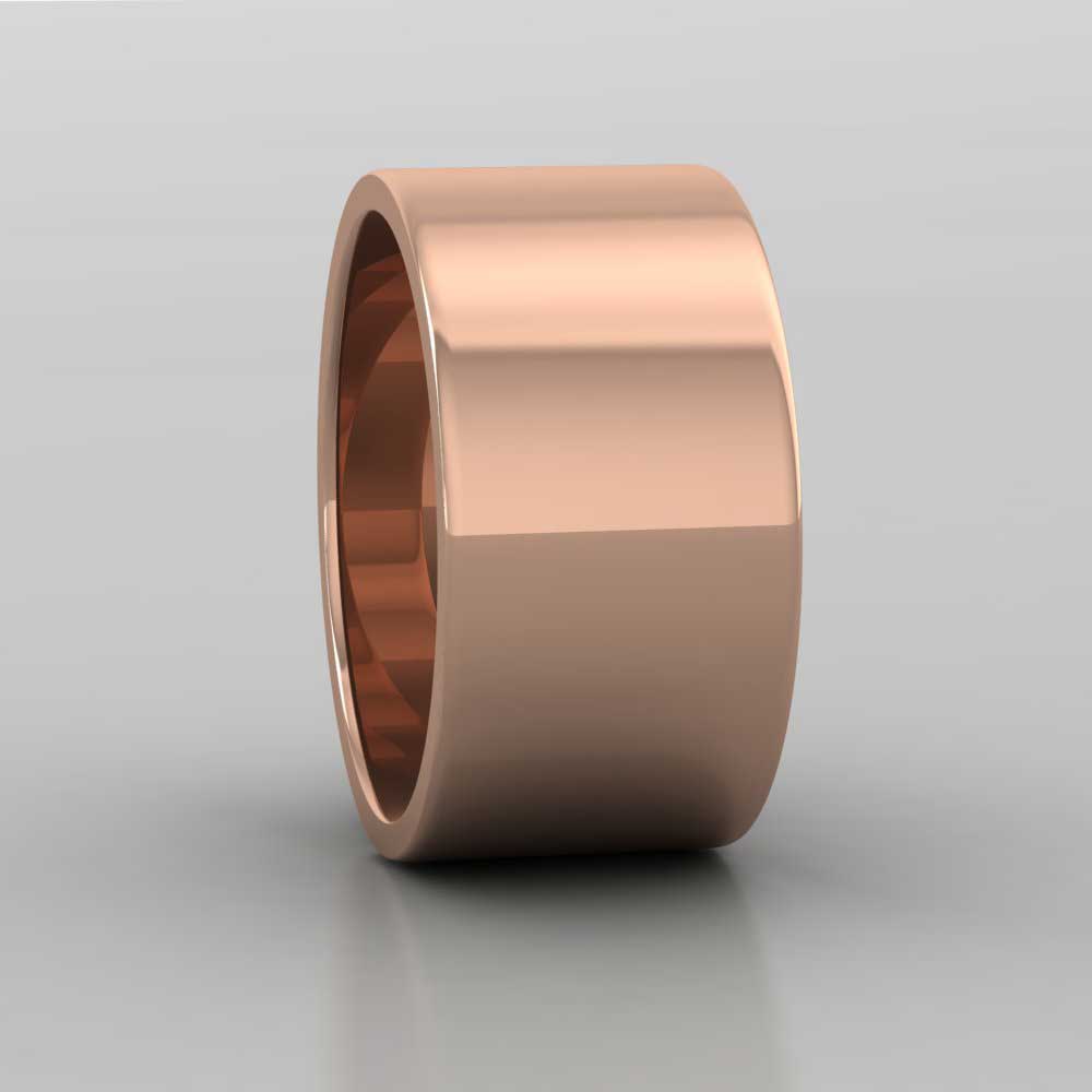 18ct Rose Gold 10mm Flat Shape Extra Heavy Weight Wedding Ring Right View