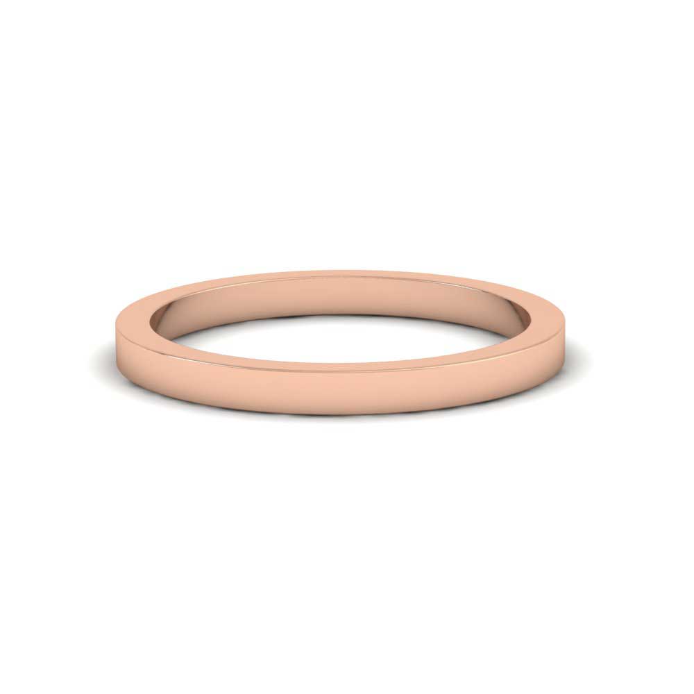 18ct Rose Gold 2mm Flat Shape Super Heavy Weight Wedding Ring Down View