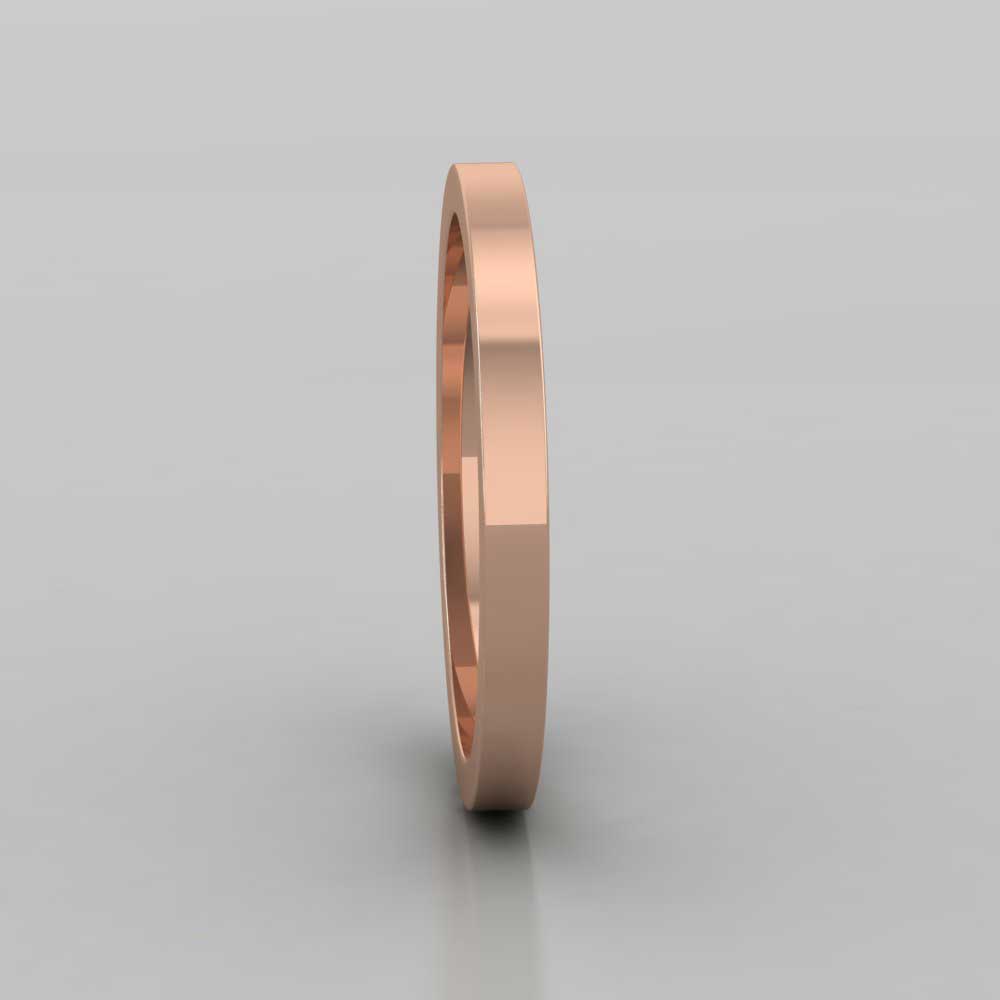 9ct Rose Gold 2mm Flat Shape Super Heavy Weight Wedding Ring Right View