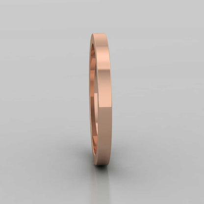 9ct Rose Gold 2mm Flat Shape Super Heavy Weight Wedding Ring Right View