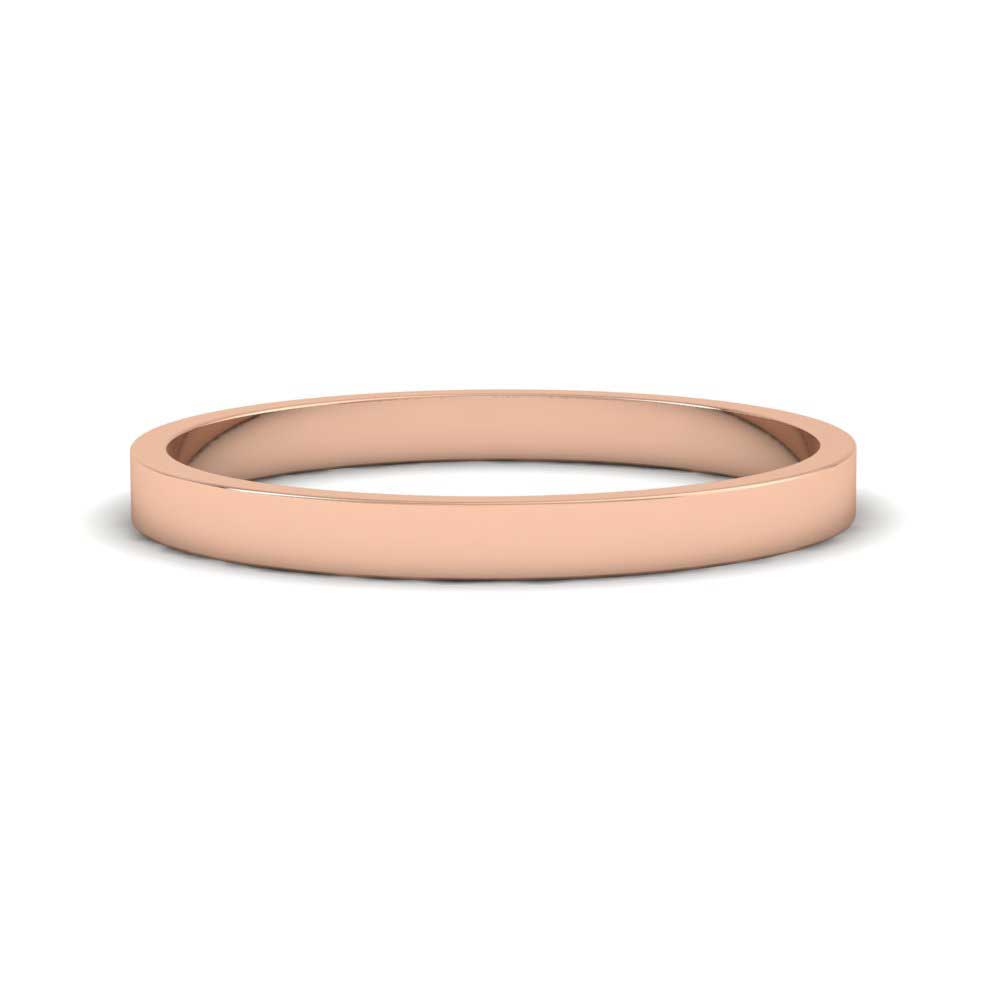 9ct Rose Gold 2mm Flat Shape Classic Weight Wedding Ring Down View