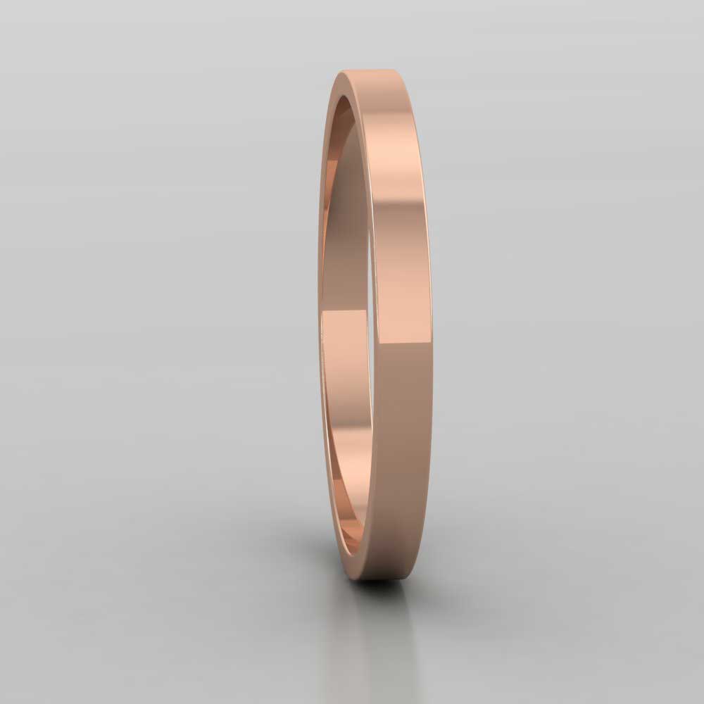 18ct Rose Gold 2mm Flat Shape Classic Weight Wedding Ring Right View