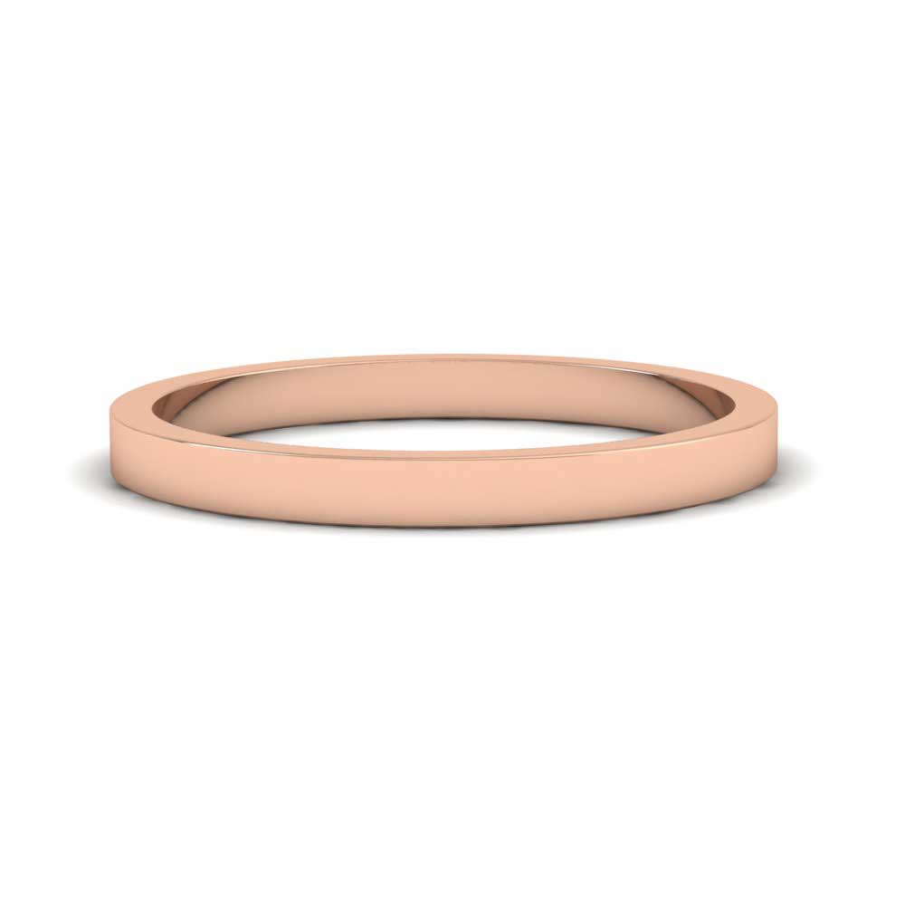 18ct Rose Gold 2mm Flat Shape Extra Heavy Weight Wedding Ring Down View