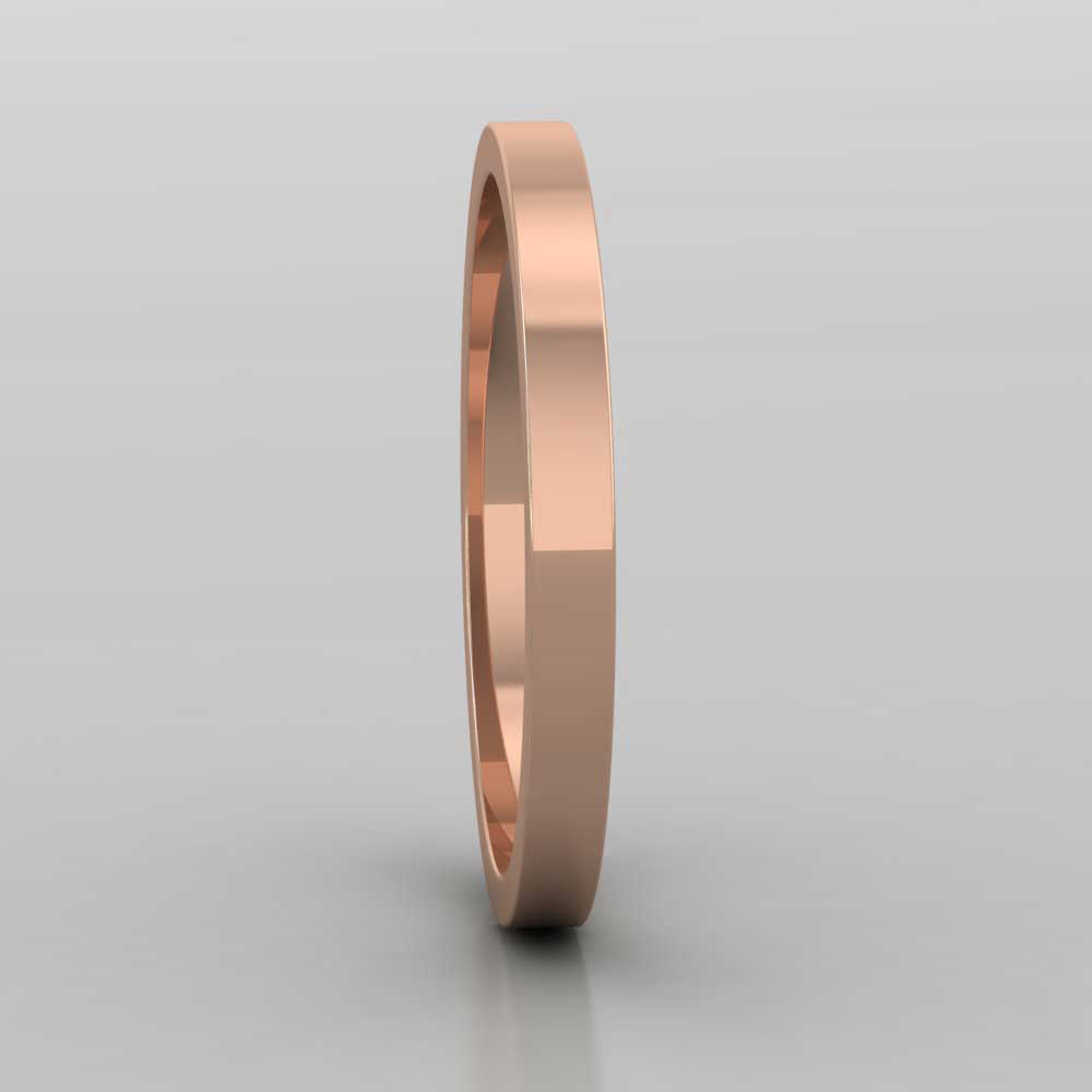 18ct Rose Gold 2mm Flat Shape Extra Heavy Weight Wedding Ring Right View