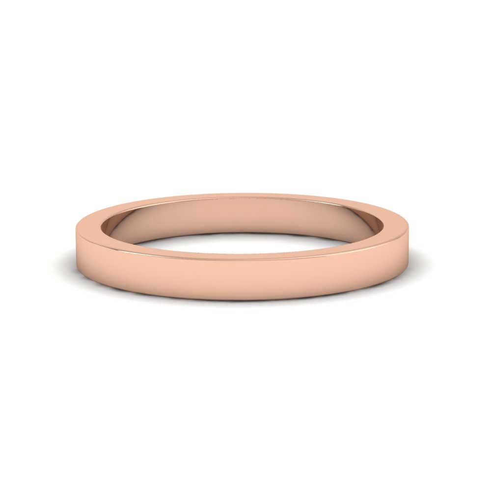 18ct Rose Gold 2.5mm Flat Shape Super Heavy Weight Wedding Ring Down View