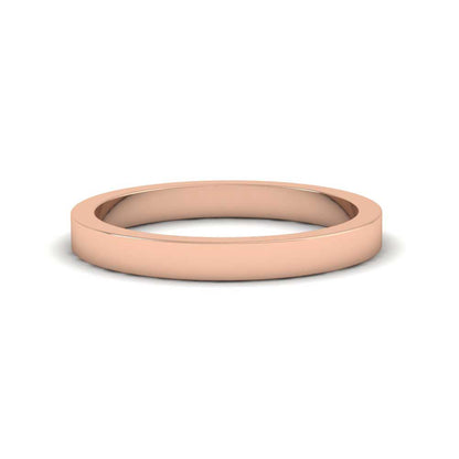 18ct Rose Gold 2.5mm Flat Shape Super Heavy Weight Wedding Ring Down View