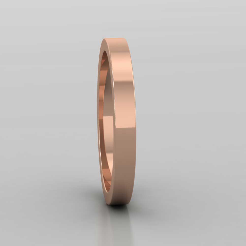 9ct Rose Gold 2.5mm Flat Shape Super Heavy Weight Wedding Ring Right View