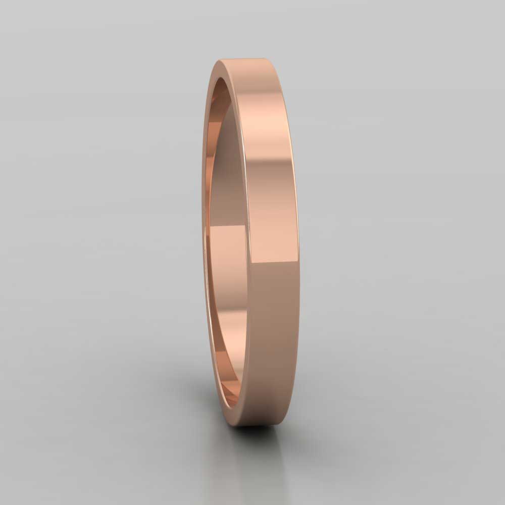 9ct Rose Gold 2.5mm Flat Shape Classic Weight Wedding Ring Right View