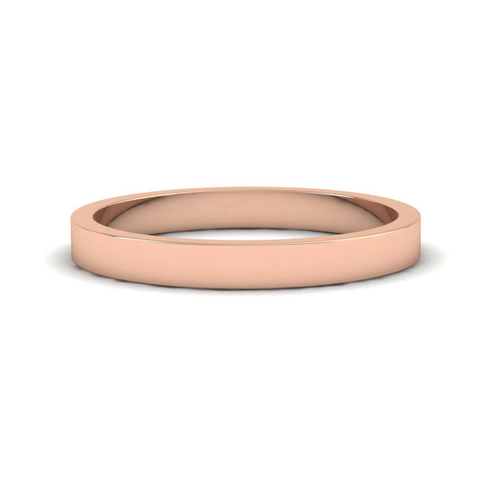 9ct Rose Gold 2.5mm Flat Shape Extra Heavy Weight Wedding Ring Down View