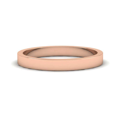 9ct Rose Gold 2.5mm Flat Shape Extra Heavy Weight Wedding Ring Down View