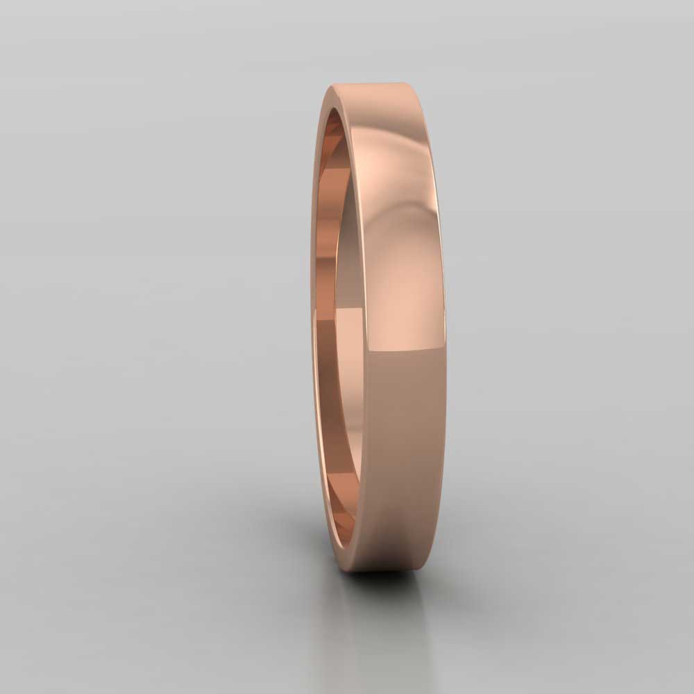 18ct Rose Gold 3mm Flat Shape Classic Weight Wedding Ring Right View