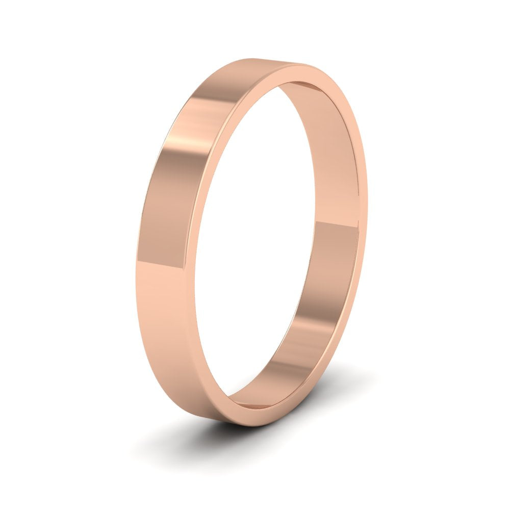 18ct Rose Gold 3mm Flat Shape Classic Weight Wedding Ring