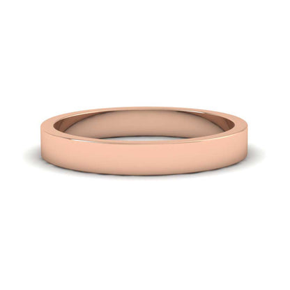 18ct Rose Gold 3mm Flat Shape Extra Heavy Weight Wedding Ring Down View