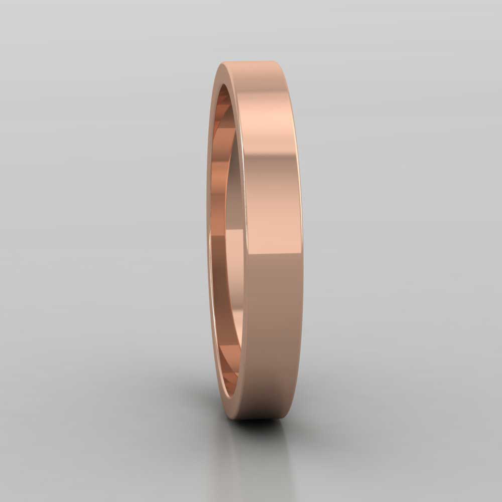 18ct Rose Gold 3mm Flat Shape Extra Heavy Weight Wedding Ring Right View
