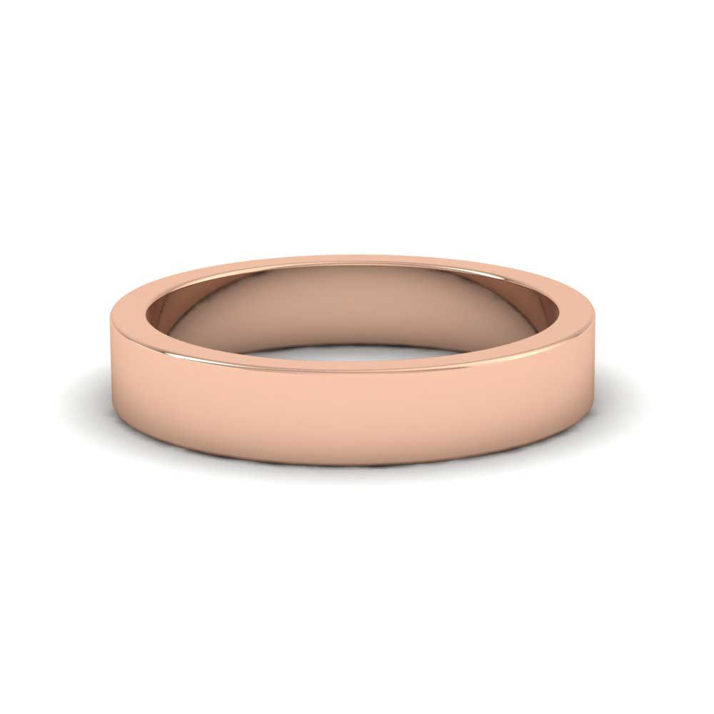 9ct Rose Gold 4mm Flat Shape Super Heavy Weight Wedding Ring Down View