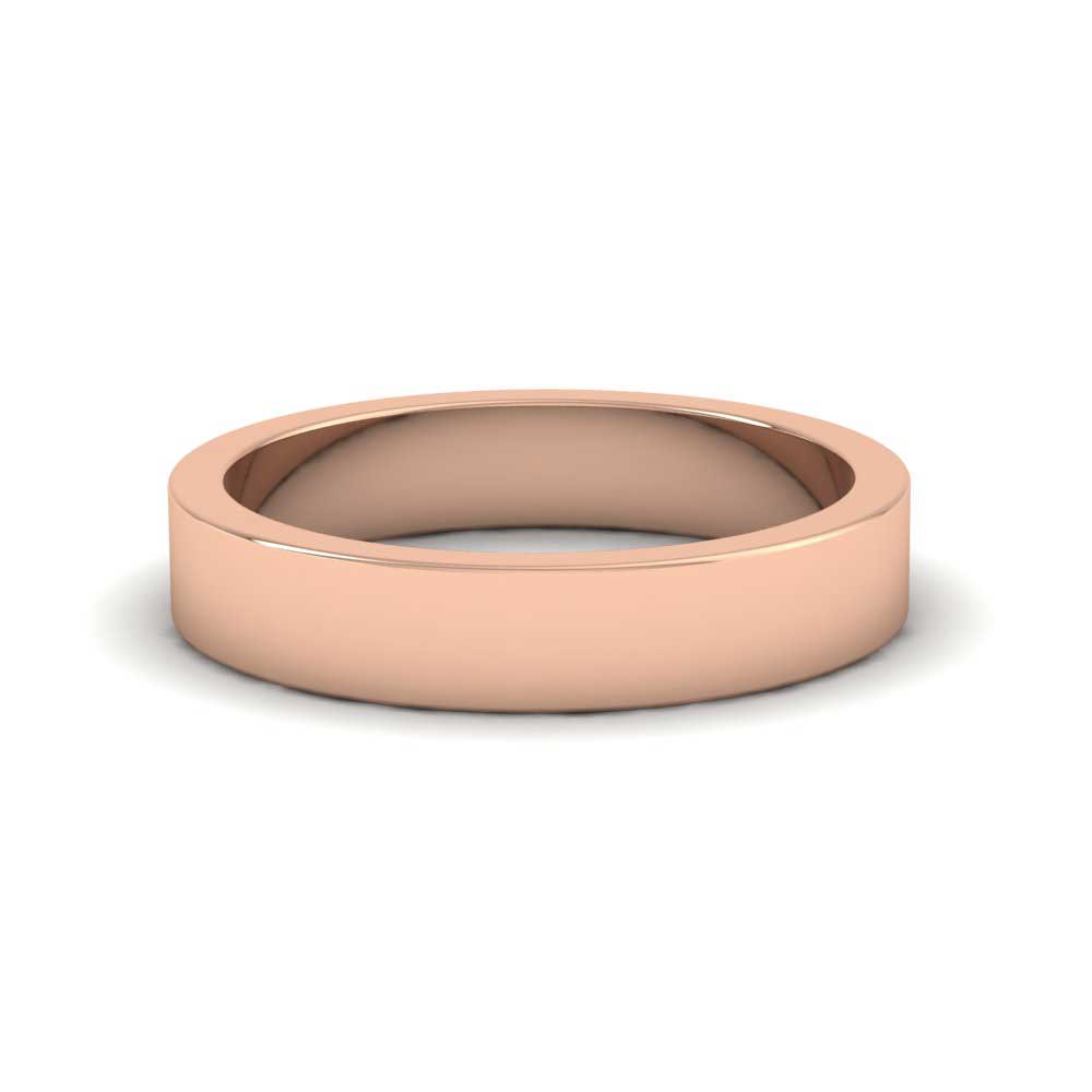 18ct Rose Gold 4mm Flat Shape Super Heavy Weight Wedding Ring Down View