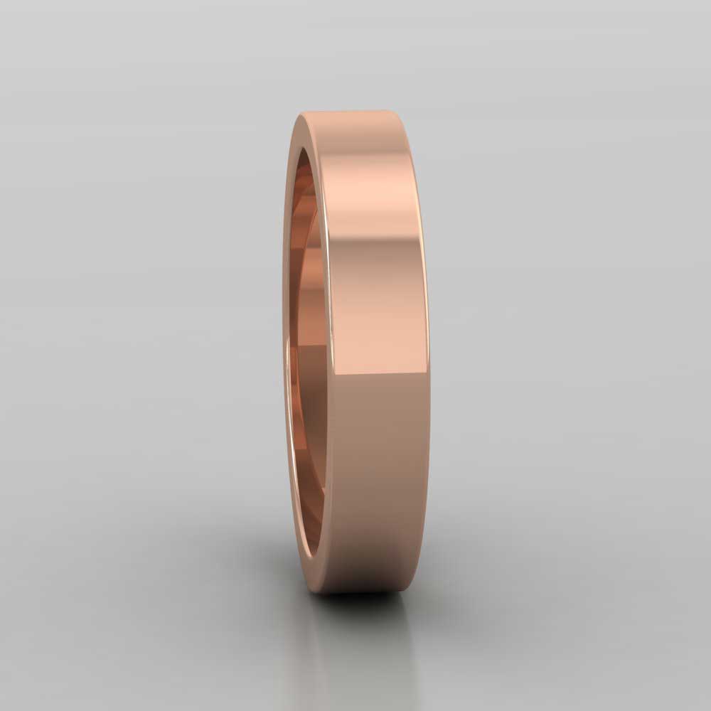 18ct Rose Gold 4mm Flat Shape Super Heavy Weight Wedding Ring Right View