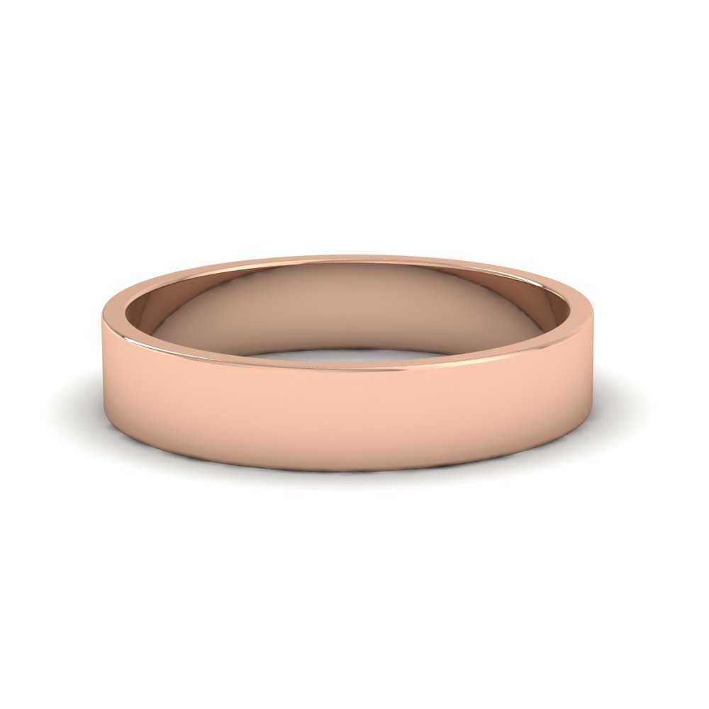 9ct Rose Gold 4mm Flat Shape Classic Weight Wedding Ring Down View