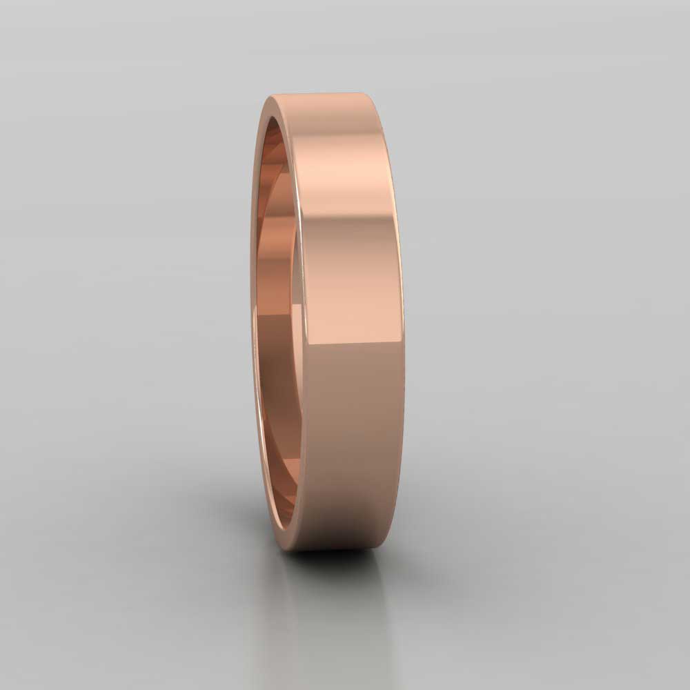 18ct Rose Gold 4mm Flat Shape Classic Weight Wedding Ring Right View