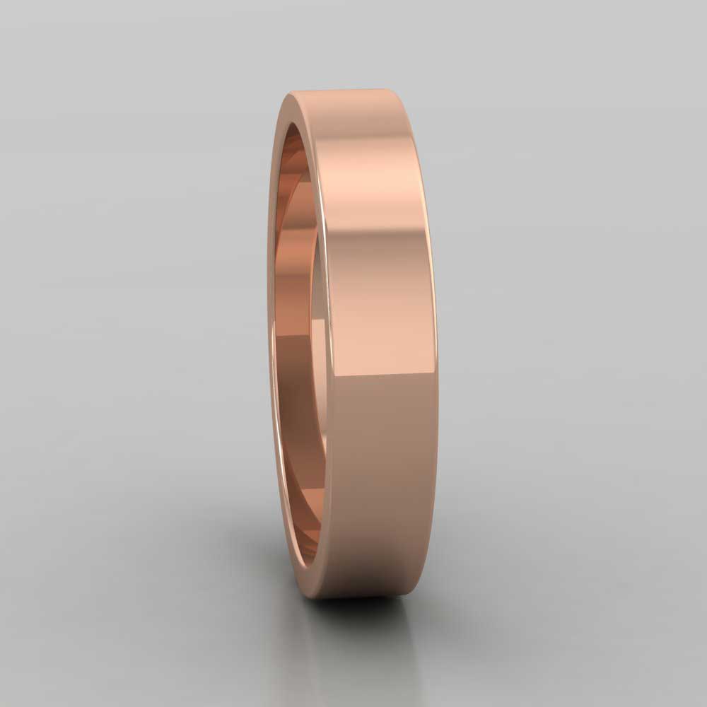 18ct Rose Gold 4mm Flat Shape Extra Heavy Weight Wedding Ring Right View