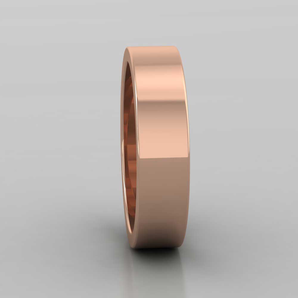 18ct Rose Gold 5mm Flat Shape Super Heavy Weight Wedding Ring Right View