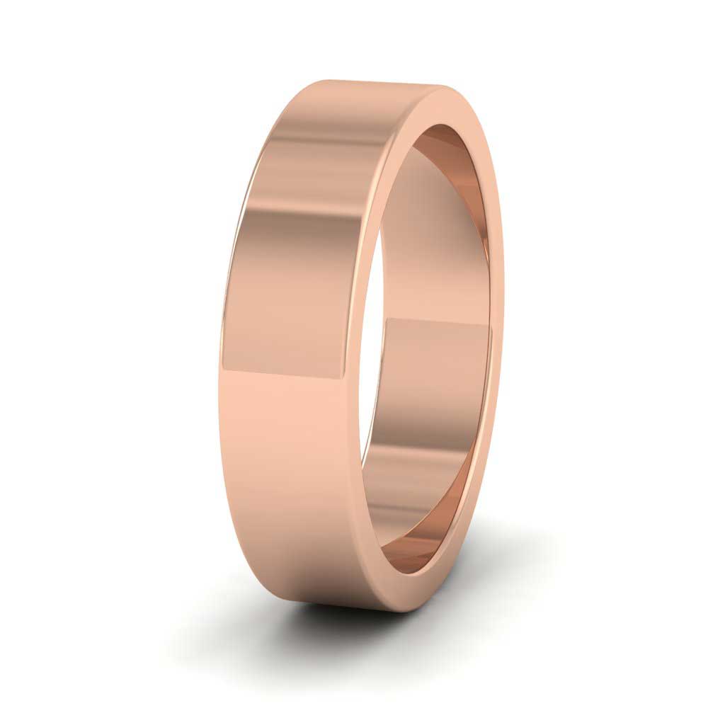 18ct Rose Gold 5mm Flat Shape Super Heavy Weight Wedding Ring
