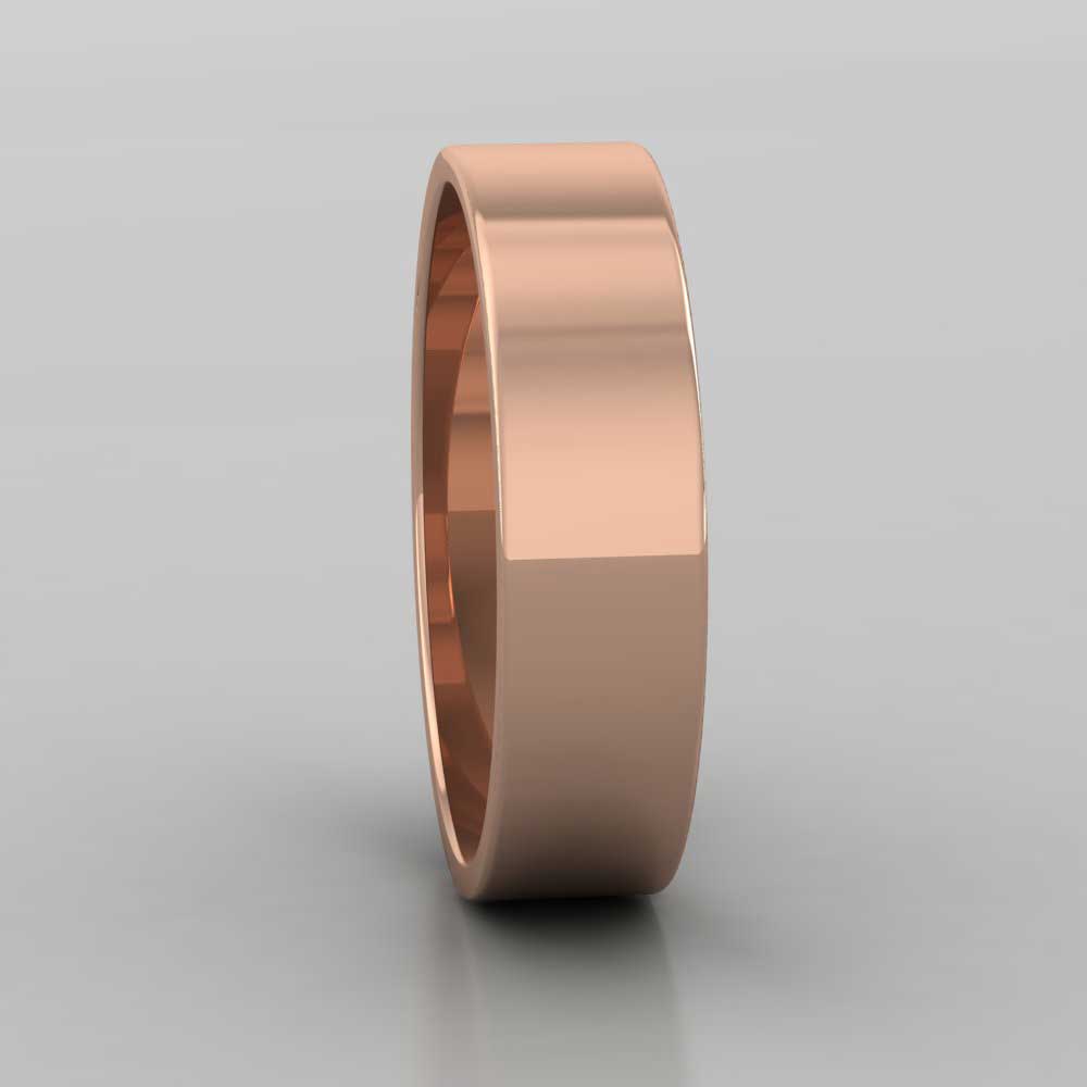 18ct Rose Gold 5mm Flat Shape Classic Weight Wedding Ring Right View