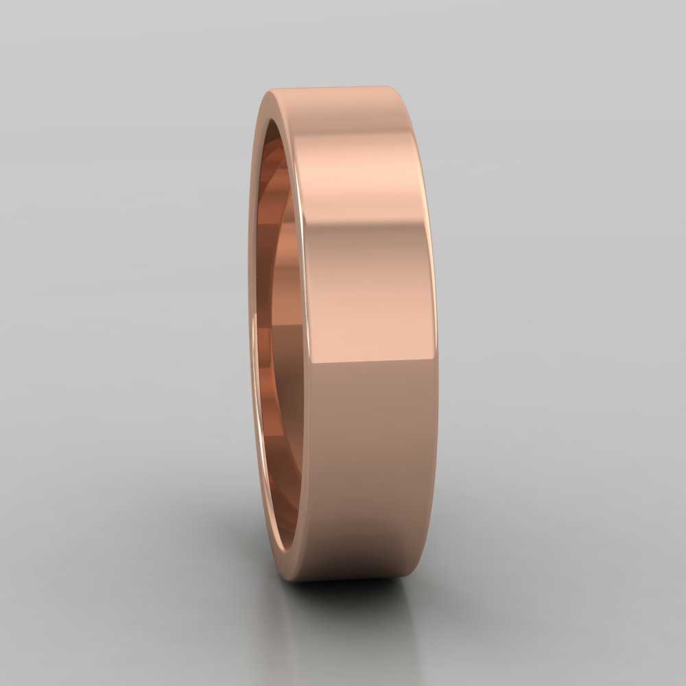 9ct Rose Gold 5mm Flat Shape Extra Heavy Weight Wedding Ring Right View