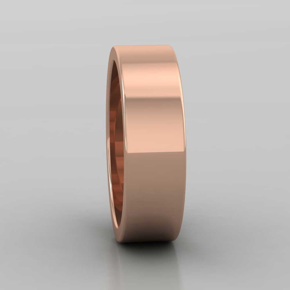 18ct Rose Gold 6mm Flat Shape Super Heavy Weight Wedding Ring Right View