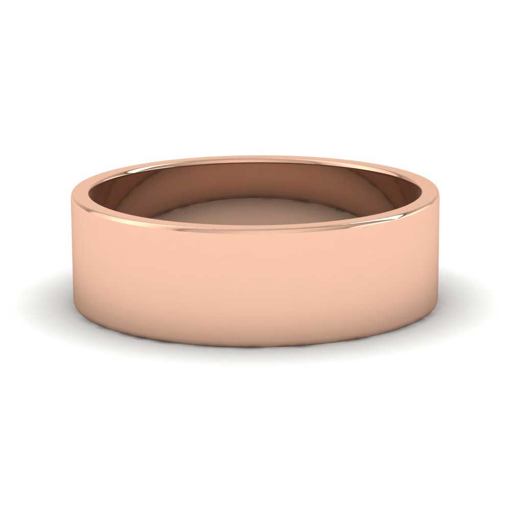 18ct Rose Gold 6mm Flat Shape Classic Weight Wedding Ring Down View