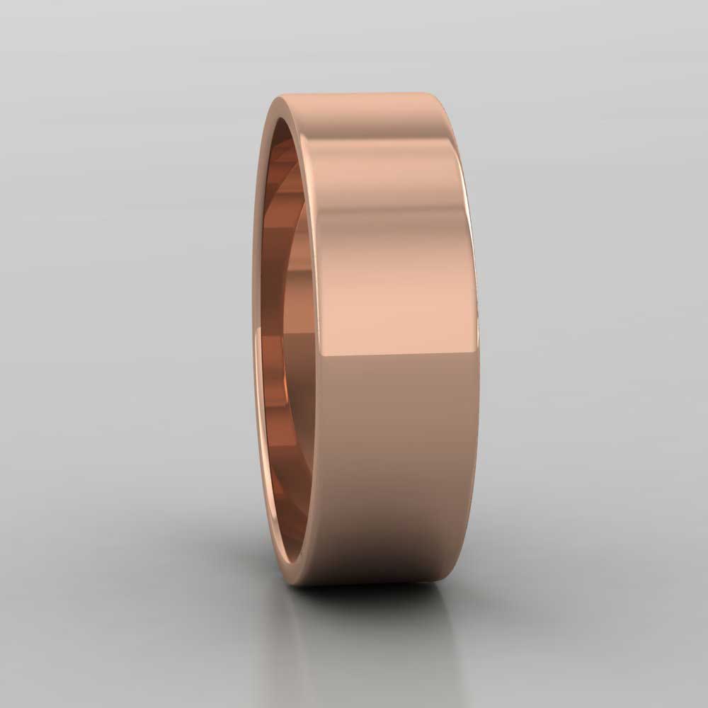 18ct Rose Gold 6mm Flat Shape Classic Weight Wedding Ring Right View