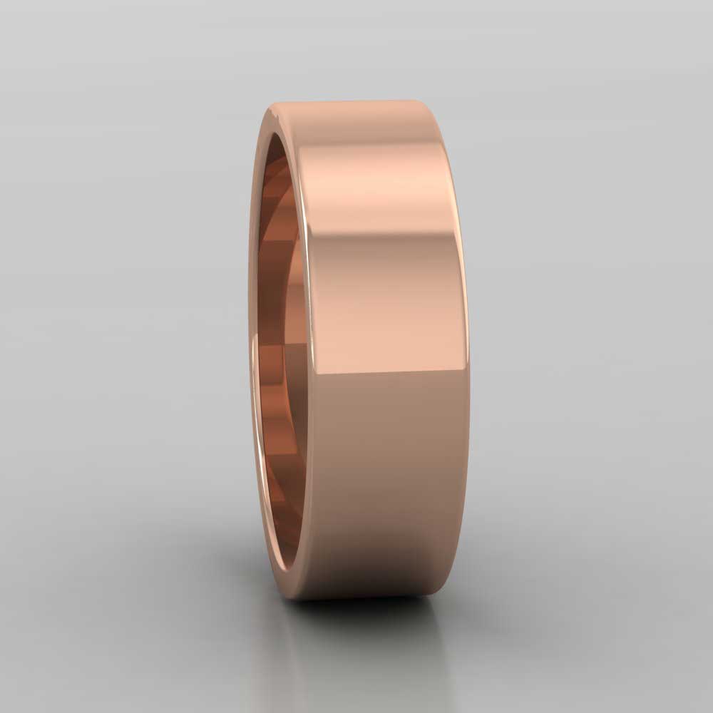 18ct Rose Gold 6mm Flat Shape Extra Heavy Weight Wedding Ring Right View